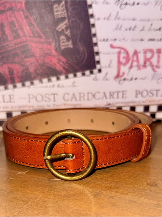 Aeropostale Accessories - NwoT Aeropostale Orangish Tan Faux Leather Belt w/Round Brass Buckle-M/L-EC